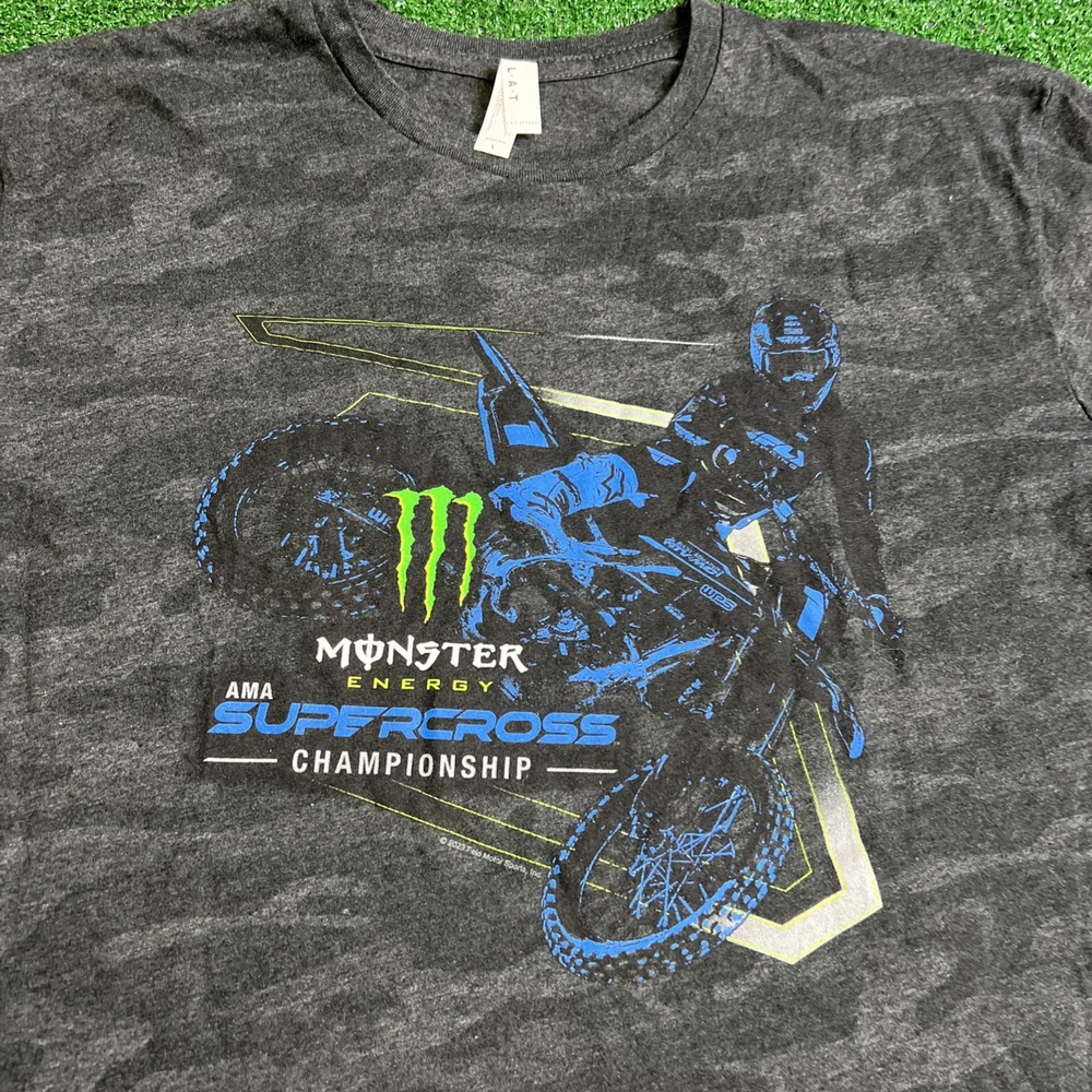 Monster Energy Supercross Championship‎ Motocross T-Shirt Gray Black Large